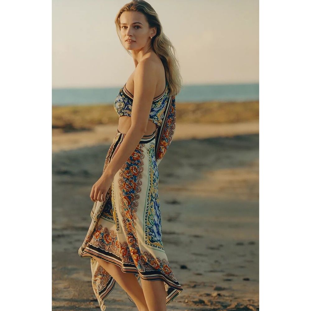 NWT Anthropologie One-Shoulder Silk Midi Dress Size 12. A47 - Picture 6 of 9
